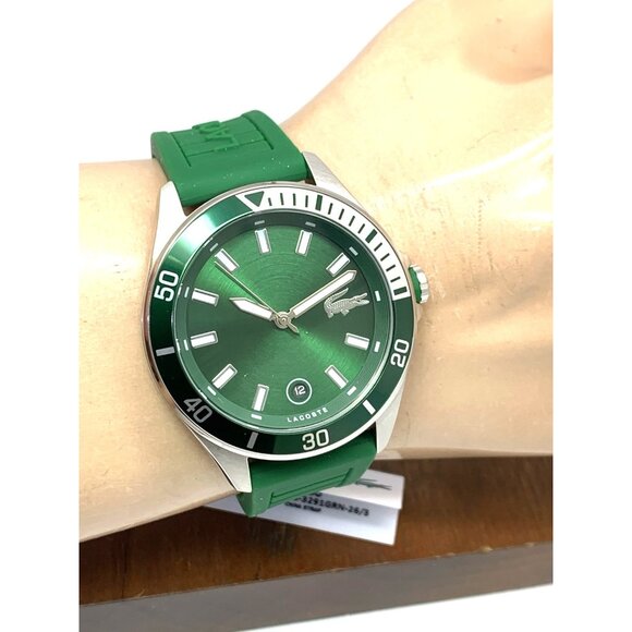 Lacoste Men's Watch 2011263 Tiebreaker Quartz Green Dial Rubber Band 43mm - Picture 11 of 14